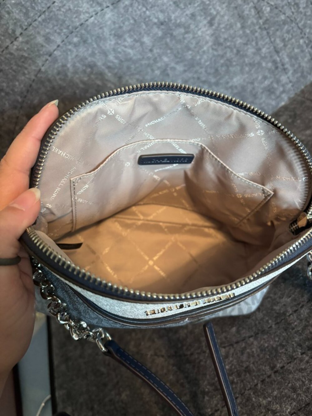 Michael Kors Small Blue & White Color Block Crossbody Purse - Picture 3 of 8
